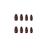Aovica- Dark Brown Nail Art Wearable Press On Fake Nails Tips 24pcs/box False Nails With Wearing Tools As Gift