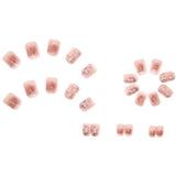 Aovica- 24pcs/Box Detachable Coffin False Nails Wearable Short Square Pink Flowers Fake Nails Full Cover Nail Tips Press On Nails