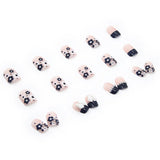 Aovica- 24Pcs/Set Short Square Fake Nails Blue White Butterfly Pearl Nail Arts Manicure False Nails With Design