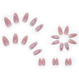 Aovica- 24Pcs Oval Head False Nails Pink Almond Artificial Fake Nails Full Cover Nail Tips Press On Nails DIY Manicure Tools