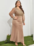 Aovica Plus Size Maxi Dress Large Spring Women Long Sleeve Luxury Chic Elegant Evening Party Wedding Festival Robe Clothing