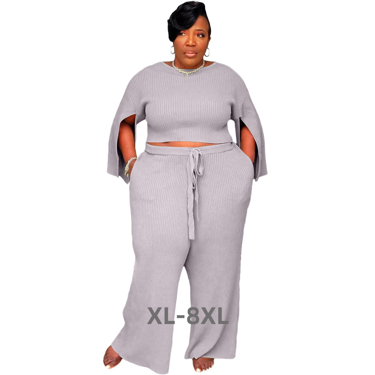 Aovica  Plus Size Fall Set Women Clothing Summer Fashion Casual Half Sleeve Top and Pants Two Piece Set Wholesale 3xl 4xl 5xl 6xl
