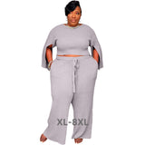 Aovica  Plus Size Fall Set Women Clothing Summer Fashion Casual Half Sleeve Top and Pants Two Piece Set Wholesale 3xl 4xl 5xl 6xl
