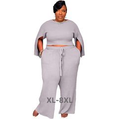 Aovica  Plus Size Fall Set Women Clothing Summer Fashion Casual Half Sleeve Top and Pants Two Piece Set Wholesale 3xl 4xl 5xl 6xl