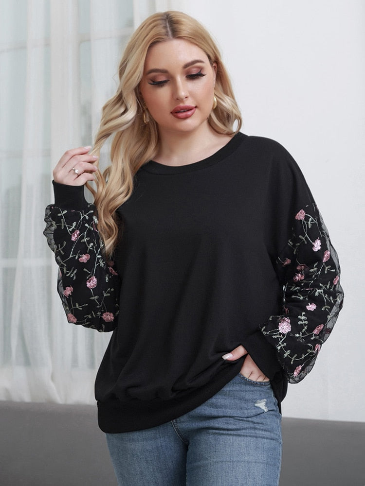 Aovica 2023 Spring Fashion Women's Large Black Pullovers Plus Size Sweatshirt Oversized Hoodies Clothing