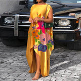 Aovica  Bohemian Summer Maxi Dress 2023 Women Vintage Floral Print Satin Dresses  Sleeveless Irregular Hem Vestidos Oversized
