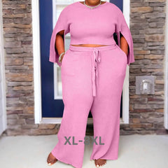 Aovica  Plus Size Fall Set Women Clothing Summer Fashion Casual Half Sleeve Top and Pants Two Piece Set Wholesale 3xl 4xl 5xl 6xl