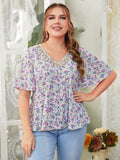 Aovica Women's Large Plus Size Shirt Summer Daily Causal Outfits 2023 New Spring Fashion Tops Floral Printing Outdoor Clothing