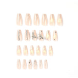 Aovica 24Pcs False Nails Coffin Almond Artificial Fake Nails with glue Full Cover Nail Tips Press On Nails Manicure Tools Faux Ongles