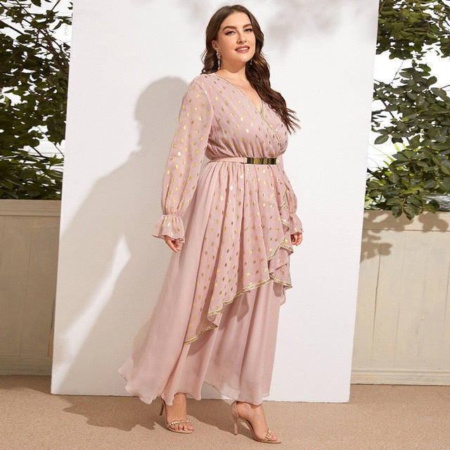 Aovica  2023 Women Chic Elegant Plus Size Large Maxi Dresses Luxury Designer Long Evening Party Oversize Muslim Festival Clothing