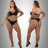 Aovica Plus Size Pornographic Underwear One Piece Tights Women's Transparent Open Crotch Sexuality Dress Perspective Stockings Mesh