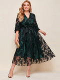 Aovica  Luxury Designer Women's Plus Size Midi Dresses 2022 Summer Large Chic Elegant Evening Party Green Long Oversized Clothing