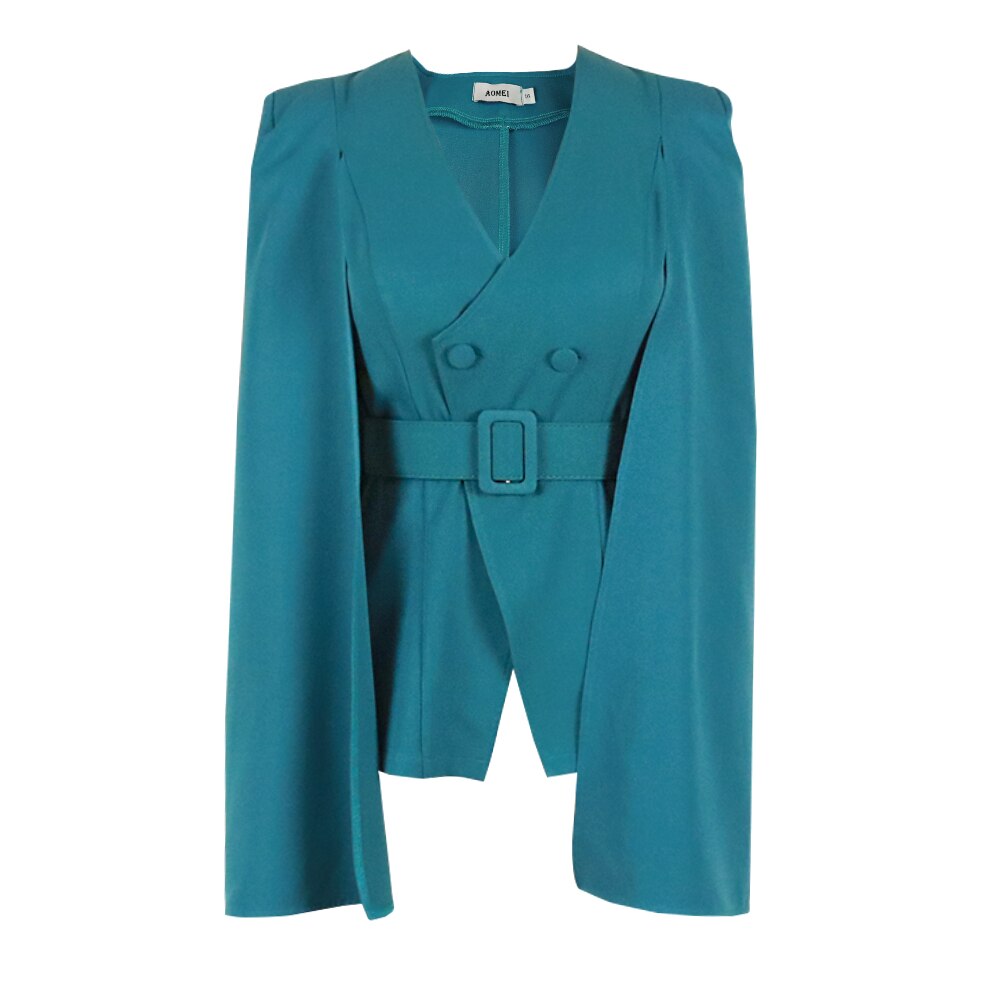 Aovica Elegant Fashion Blazer Women Long Sleeve Lapel Cape Split Poncho Office Lady Cloak Jacket Notched Coat for Party Dinner Workwear