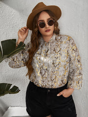 Aovica Women Luxury Plus Size Blouse With Half Sleeves 2023 Summer Floral Printing Office Lady Large Outfit Tie Bow Clothing