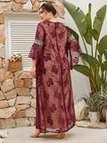 Plus Size African Dresses Women Traditional Muslim Hijab Double Embroidery Kaftan Maxi Dress 2023 Spring Casual Clothing