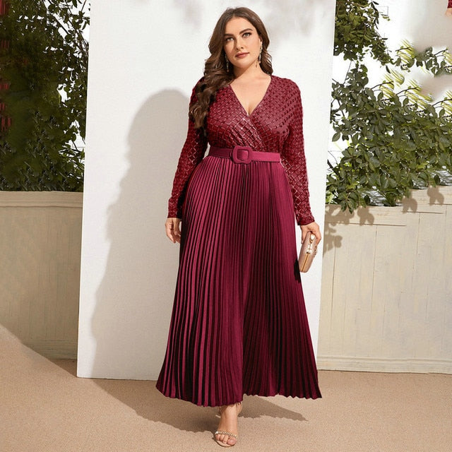 Women Luxury Chic And Elegant Plus Size Maxi Dresses 2023 Turkish Spring  Large Long Sleeve Evening Party Clothing