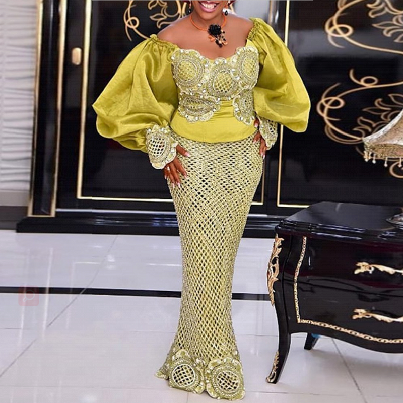 Aovica 2 Piece Sets African Dresses For Women Bodycon Mermaid  Maxi Dress Elegant Wedding Gowns Ankara Long Dress 2023 New Robes