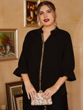 Aovica Solid Black Fashion Plus Size Women Causal Large Shirt 2023 Summer Lady Big Suit Outwear Solid Clothing Office Outfits