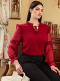 Aovica Plus Size Chic And Elegant Women Chiffon Shirt For Office Ladies Formal Summer Red Blouse Breathable Oversized Clothing