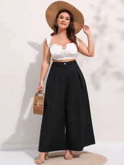 Aovica Plus Size Women's Pants Wide Leg Pants Large Size Loose Trousers Black Baggy Pants High Waist