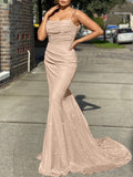 Aovica 2023 Party Dress Summer Sparkly Bodycon Women Sleeveless Trumpet Dress Floor Length Backless Fairy Prom Gown