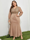 Aovica Plus Size Maxi Dress Large Spring Women Long Sleeve Luxury Chic Elegant Evening Party Wedding Festival Robe Clothing