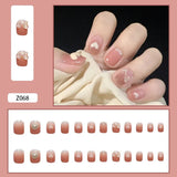 Aovica- 24pcs/box Detachable Fake Nails with Heart and Butterfly Full Nail Art Tips Nail Artificial False Nails Tips with Wearing Tool