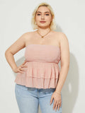 Aovica 2023 Plus Size Summer Women Blouses Tops Sleeveless Tanks Camis Solid Off Shoulder  Club Party Beach Tees Tunic