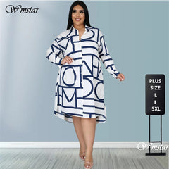 Aovica Plus Size Dresses Women  Wholesale Buttons Casual Long Sleeve Loose Office Lady Fashion New Shirt Midi Dress Dropshipping