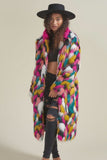 Aovica Women's Coat Mid-Length Fashion Korean Style 2023 New Rainbow Fur Collar Loose Long Sleeve Coat