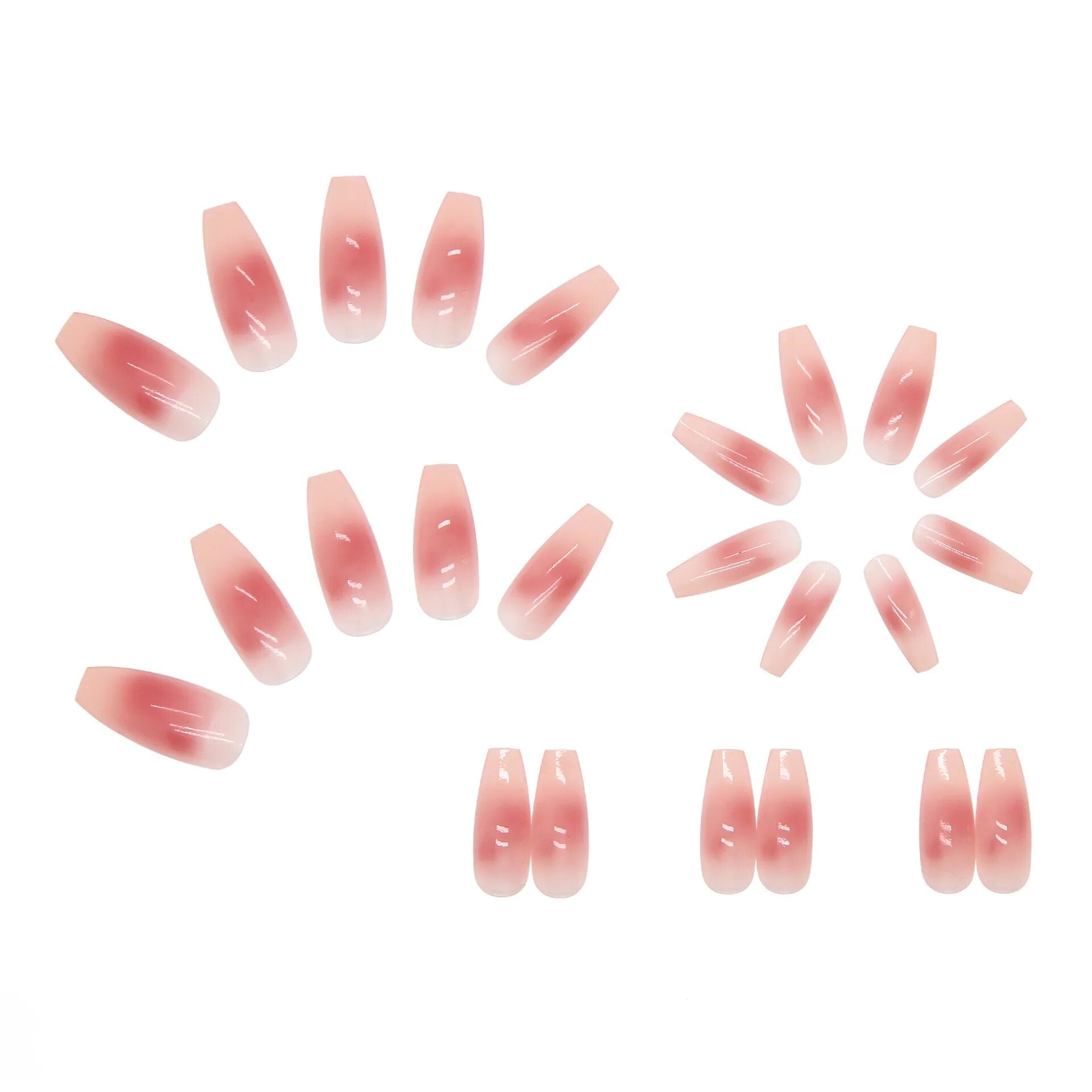 Aovica- 24pcs Detachable Coffin False Nails Wearable French Ballerina Dyed Blush Manicure Fake Nails Full Cover Nail Tips Press On Nails