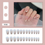 Aovica 24Pcs/Set Full Cover False Nail Tips Shining Fashion Medium Length Silvery Fake Nails With Glue Nail Art Europen Manicure Tips
