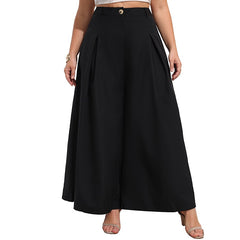 Aovica Plus Size Women's Pants Wide Leg Pants Large Size Loose Trousers Black Baggy Pants High Waist