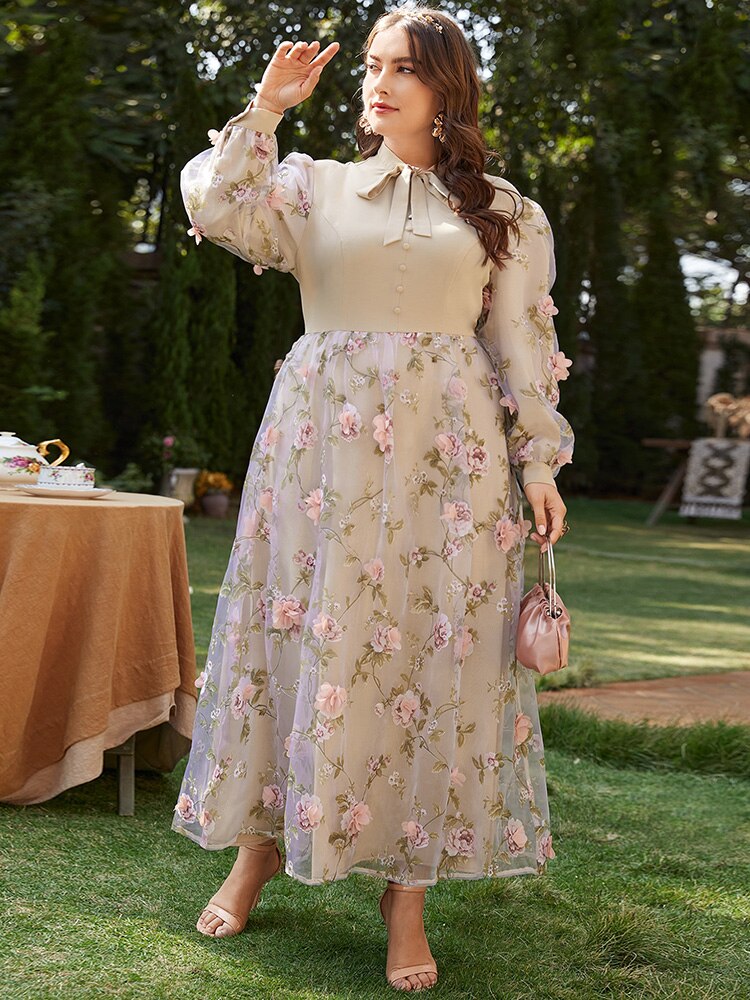 Aovica Luxurious Turkish Evening Dresses Women Plus Size Large Chic And Elegant Party Floral Long Oversized Spring Dress