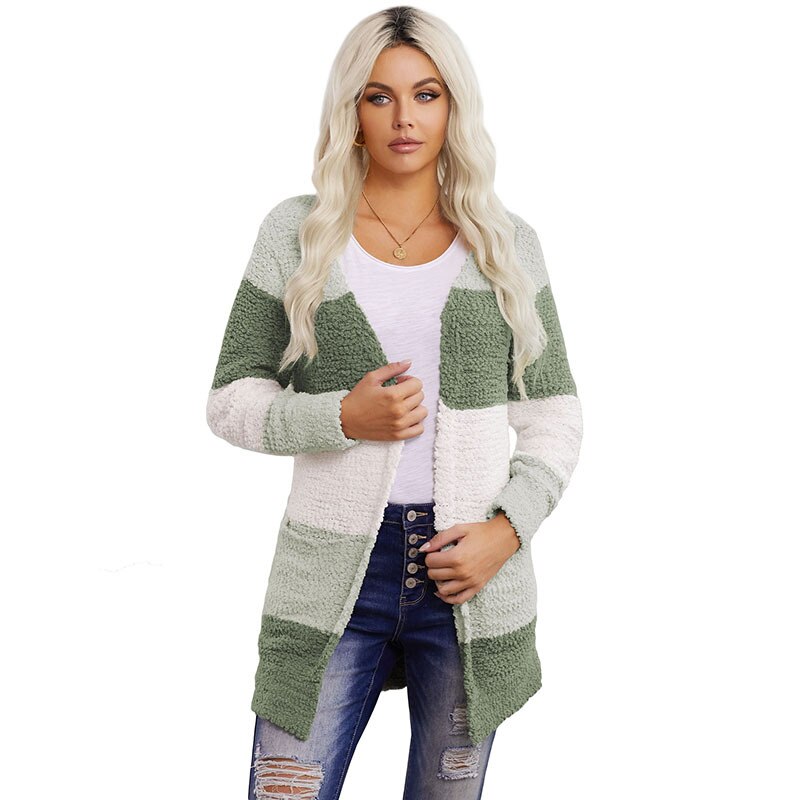 Aovica Early Autumn New Vintage Plus Size Sweater Coat Thick  Slim Cardigan for Women Mid-length Lady Coat Outwear Oversize Multi-color Optional