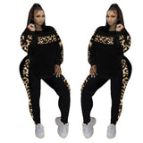 Aovica  L-4XL Fall Leopard Pants Sets Women Clothing Plus Size Two Piece Outfits Long Sleeve Top Sweatpants Matching Suits Dropshipping