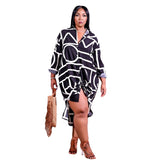 Aovica Plus Size 4XL Dress for Women Summer 2023 Casual Irregular Lapel Print Shirt Floor Length Fashion  Wholesale Dropshipping