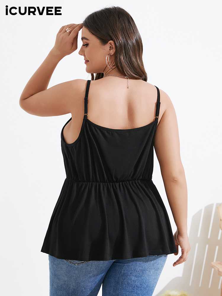 Aovica Plus Size Elegant  Straps Tank Tops Women Summer Backless Black Camis 2023 Fashion Zipper Pleated Casual Party Tees