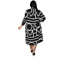 Aovica Plus Size Dresses Women  Wholesale Buttons Casual Long Sleeve Loose Office Lady Fashion New Shirt Midi Dress Dropshipping