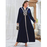 spring dresses for women 2023S Casual Embroidery Blue Dress Oversize Muslim Dresses Pray Clothing Robe Arab Islamic Clothing Ankle-Length