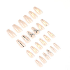 Aovica 24Pcs False Nails Coffin Almond Artificial Fake Nails with glue Full Cover Nail Tips Press On Nails Manicure Tools Faux Ongles