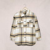 Aovica Early Autumn New Classic Style Plaid Jacket Women Stand-up Collar Cardigan Autumn Jacket Buttoned Pockets Plaid Shirt Women