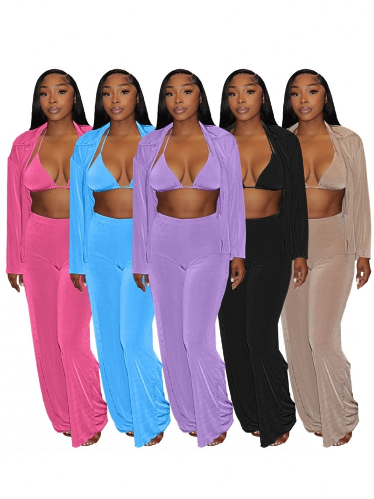 3 Piece Sets African Sets For Women New African Print Elastic Bazin Baggy Pants Rock Style Dashiki Famous Suit Lady Outfits
