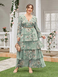 Aovica  Women Large Plus Size Maxi Dresses Casual Elegant Party Evening 2022 Spring Long Sleeve Floral Oversize Festival Clothing