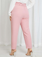 Aovica Plus Size Elegant Long Pants Women Fashion Office Ladies Pencil Pants 2022 Summer Belted Pockets Casual Solid Trousers