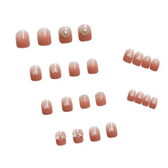 Aovica- 24pcs/box Detachable Fake Nails with Heart and Butterfly Full Nail Art Tips Nail Artificial False Nails Tips with Wearing Tool