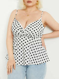 Aovica 2023 Plus Size Summer Women Blouses Tops Sleeveless Tanks Camis Polka Dots  Club Party Beach Tees Tunic Shirt