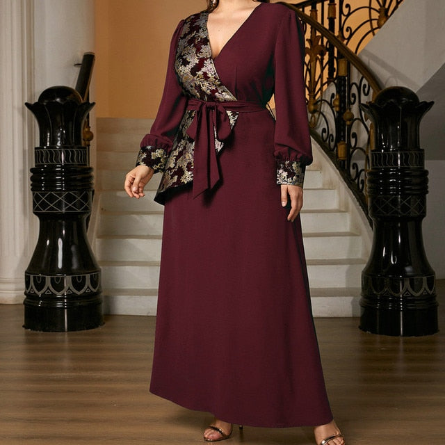 Aovica  Abaya Plus Size African Maxi Dress 2023 Fashion Chic Elegant Large Dresses For Women Ladies Luxury Loose Muslim Clothing