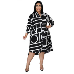 Aovica Plus Size Dresses Women  Wholesale Buttons Casual Long Sleeve Loose Office Lady Fashion New Shirt Midi Dress Dropshipping