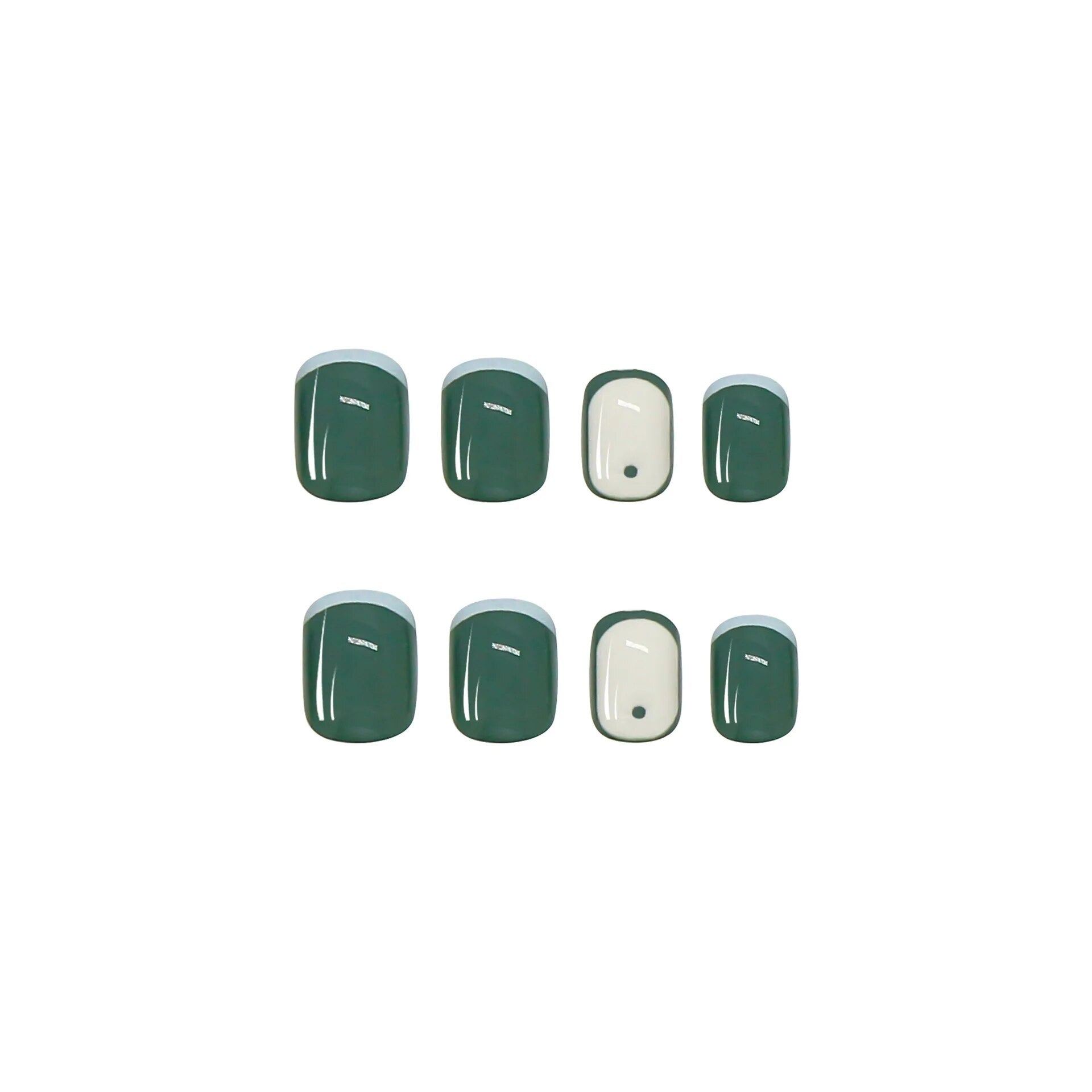 Aovica- Press On Nails Green Grid Nail Patch Retro Blue Brown Short Nail Tips French Style Removable 24pcs False Nail With Wearing Tools